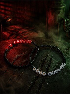 Nightmare Slasher Inspired Beaded Bracelet Set | Freddy & Mrs. Kruger 10”